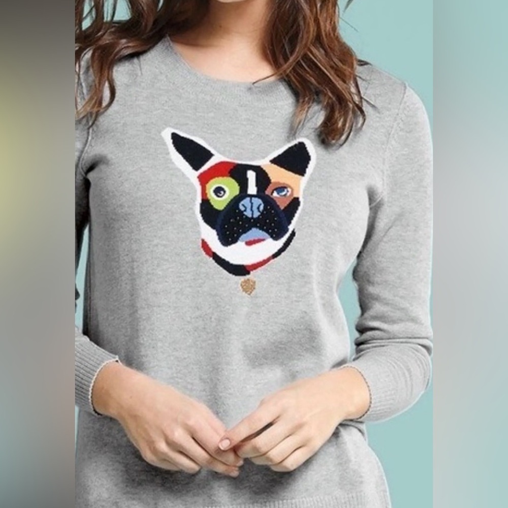Lisa Todd Frenchie French Bull Dog abstract cotton sweater